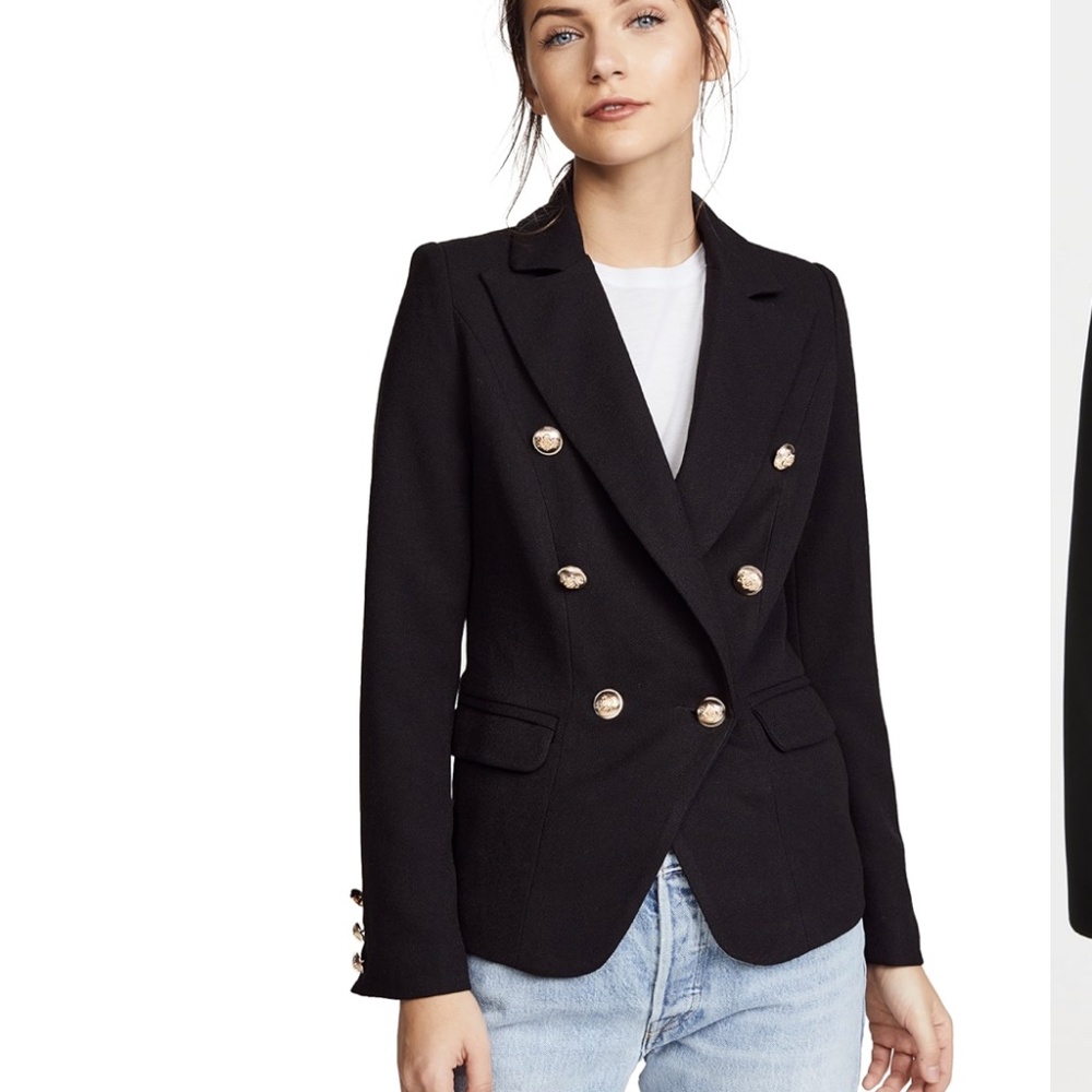 Lioness Palermo Blazer Black Double Breasted Gold Button Jacket Womens XS